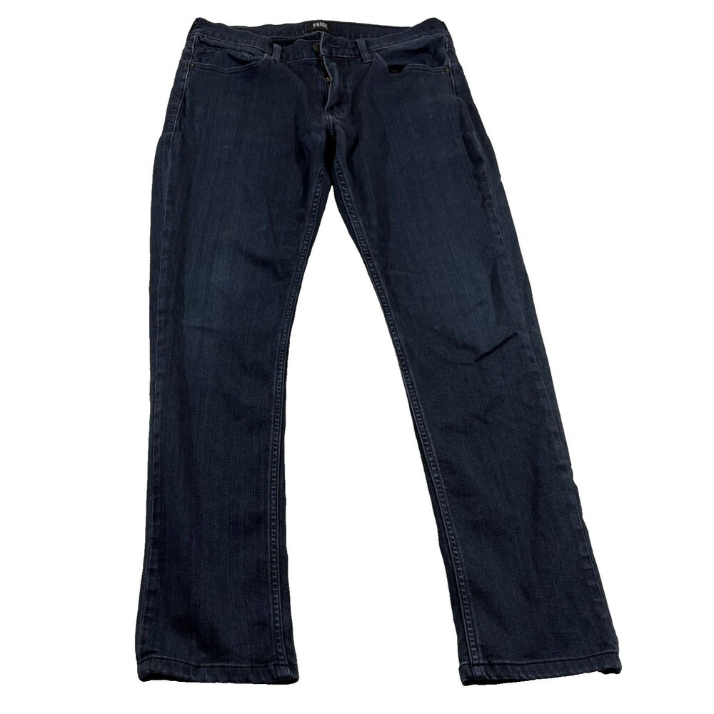 Paige Jeans Mens Federal Slim Leg Straight Dark Wash Blue Stretch Denim Sz 31